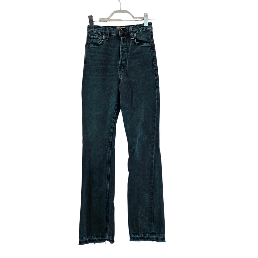 Hudson‎ Faye Jeans Womens 25 Ultra High Rise Bootcut Teal Green Undone Raw Hem
